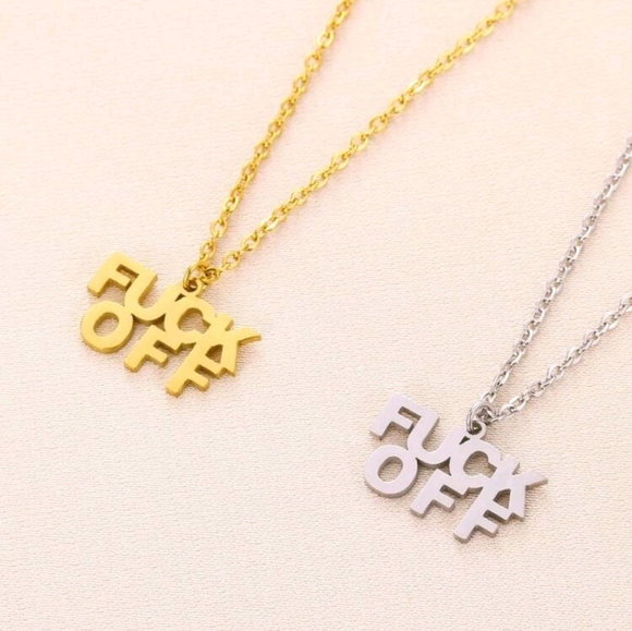 1Pc Rude Letter Pendant Silver Tone F*ck Off Necklace - Picture 2 of 2